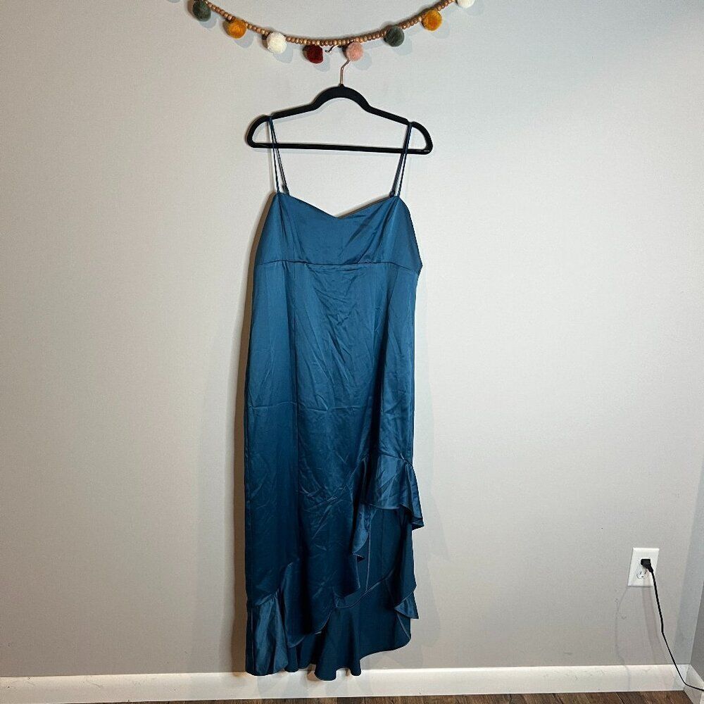NWT Aqua Teal spaghetti strap ruffle dress